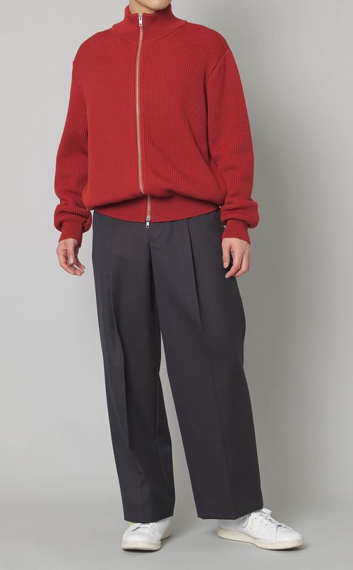 リブニットジップブルゾン