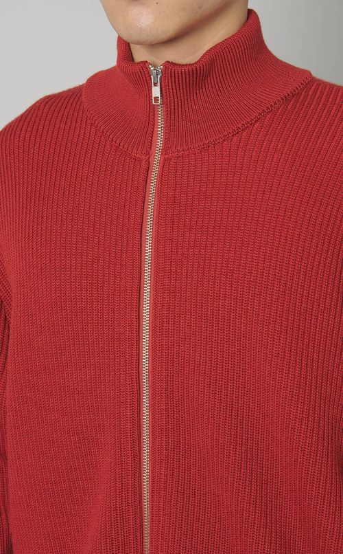 リブニットジップブルゾン