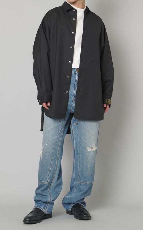 シャンブレーウールシャツコート