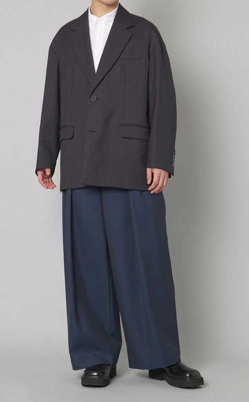 シャンブレーウールシングルジャケット