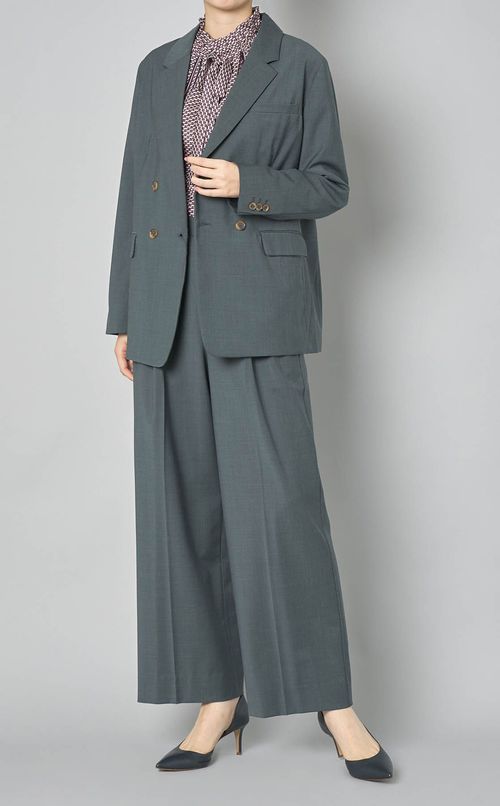 配色ラインプリントギャザーブラウス