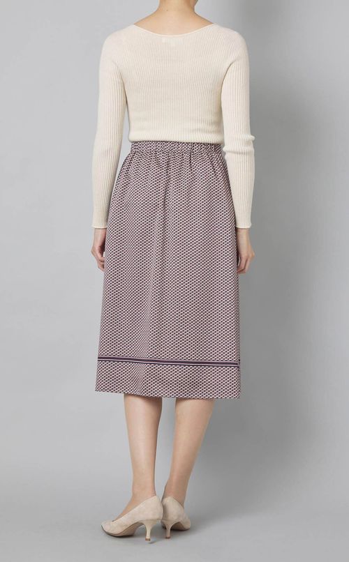 配色ラインプリントタックスカート