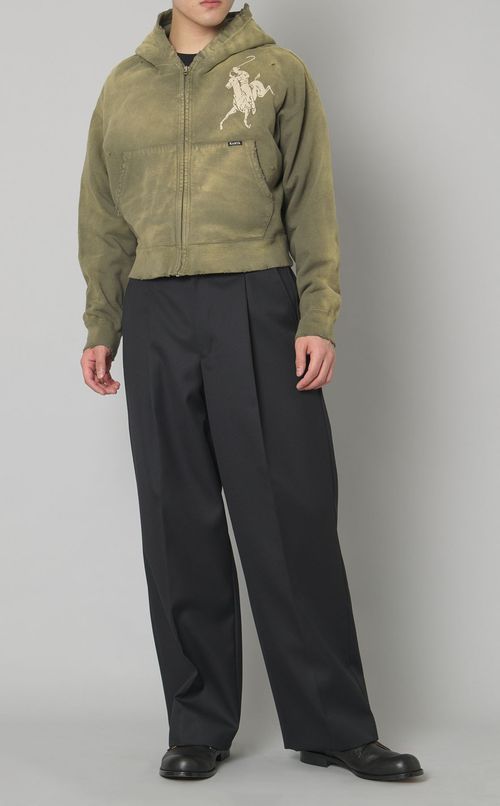 シャンブレーウールワイドパンツ