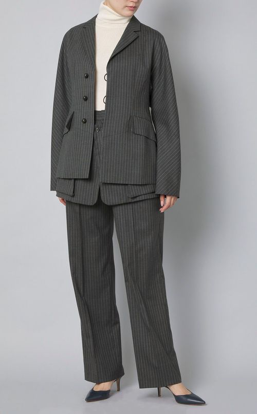 ストライプラウンドフォルムジャケット