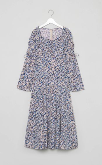 パフスリーブリボンプリントワンピース