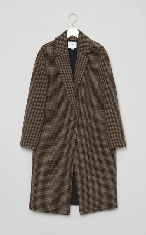 ウールハンドトゥースチェックコート