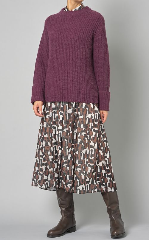 プリントボリュームスリーブワンピース