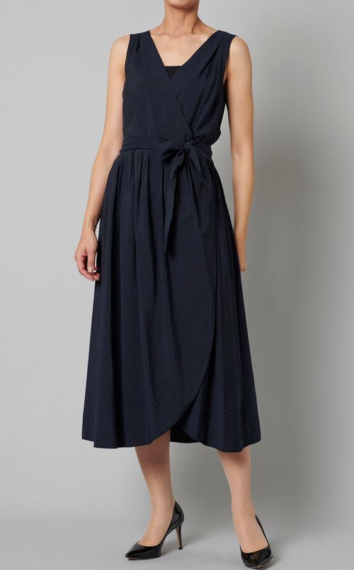 スリーブレスVネックラップワンピース