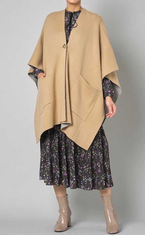 ウールダブルフェイスケープカーディガン