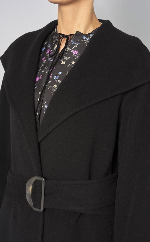 ドレープネックウールコート