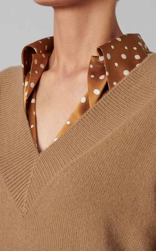 ワイドリブVネックニットプルオーバー