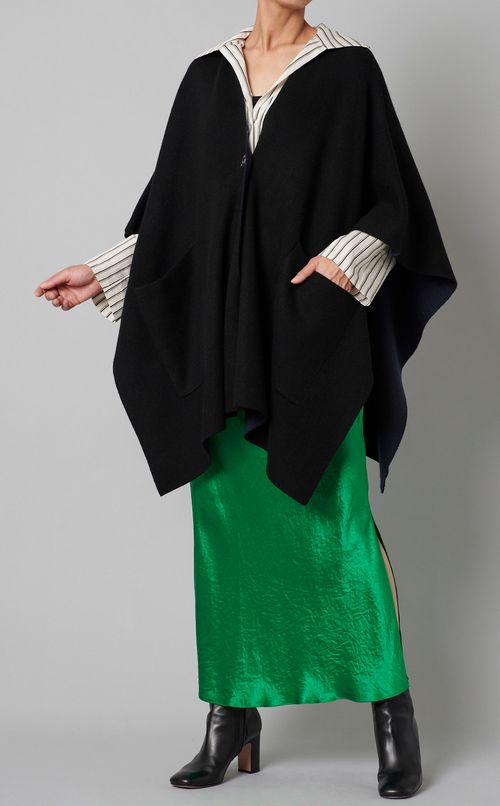 ウールダブルフェイスケープカーディガン