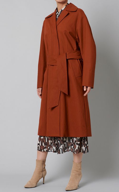 コットンナイロンベルテッドコート