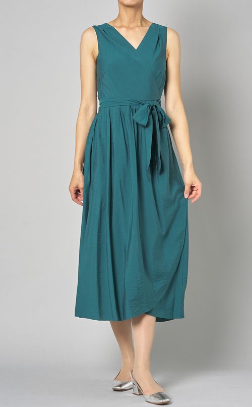 スリーブレスVネックラップワンピース