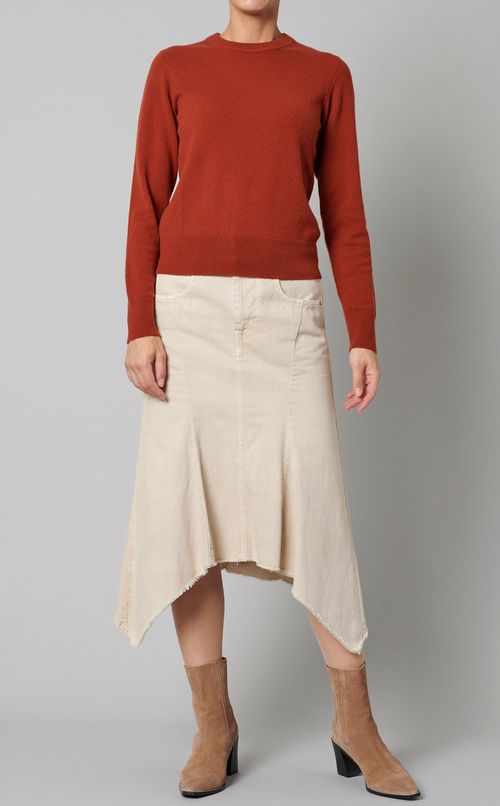 デニムパッチワークフレアスカート