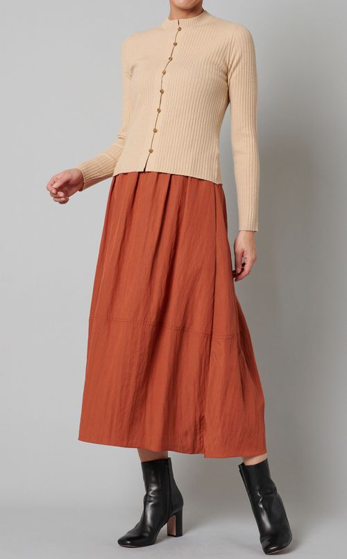 ウールクルーネックリブカーディガン