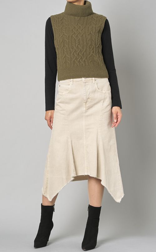 デニムパッチワークフレアスカート