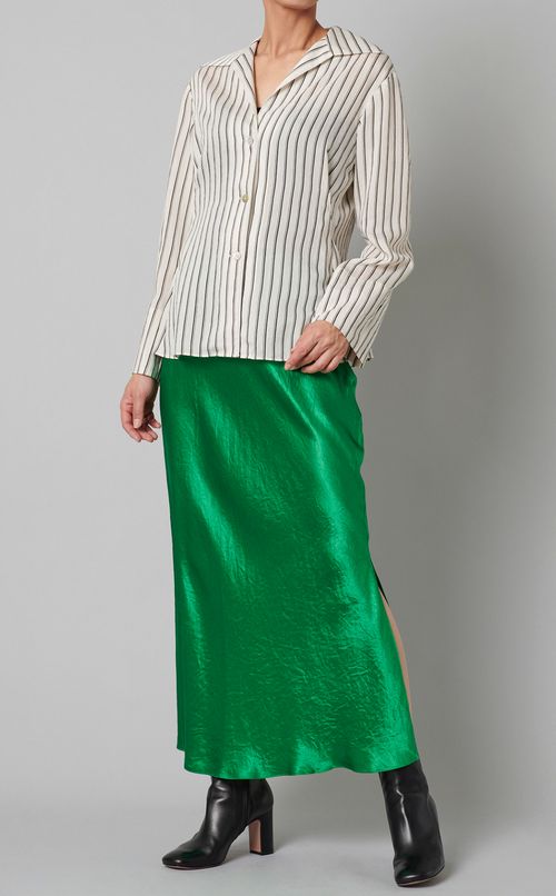 ウェストシェイプストライプブラウス