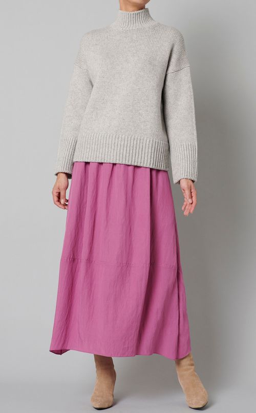 ウールハイネックドロップショルダーニット