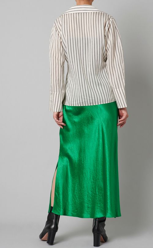 ウェストシェイプストライプブラウス