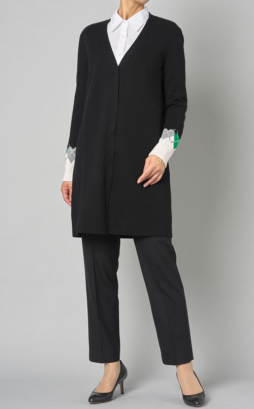 ウールアーガイルロングカーディガン