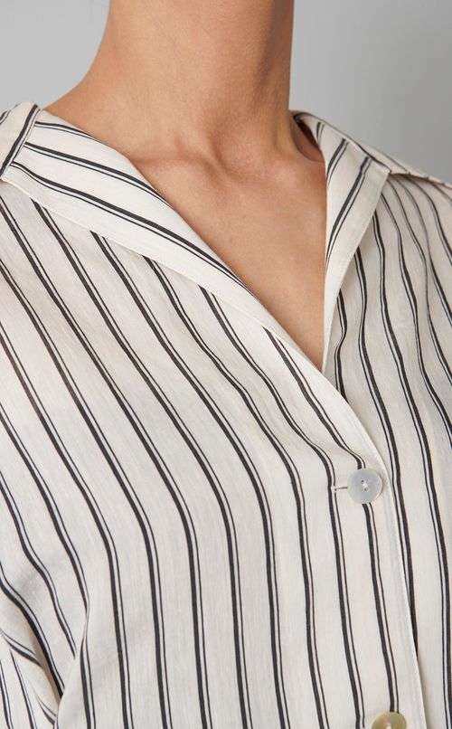 ウェストシェイプストライプブラウス