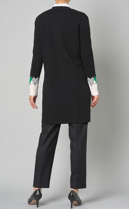 ウールアーガイルロングカーディガン