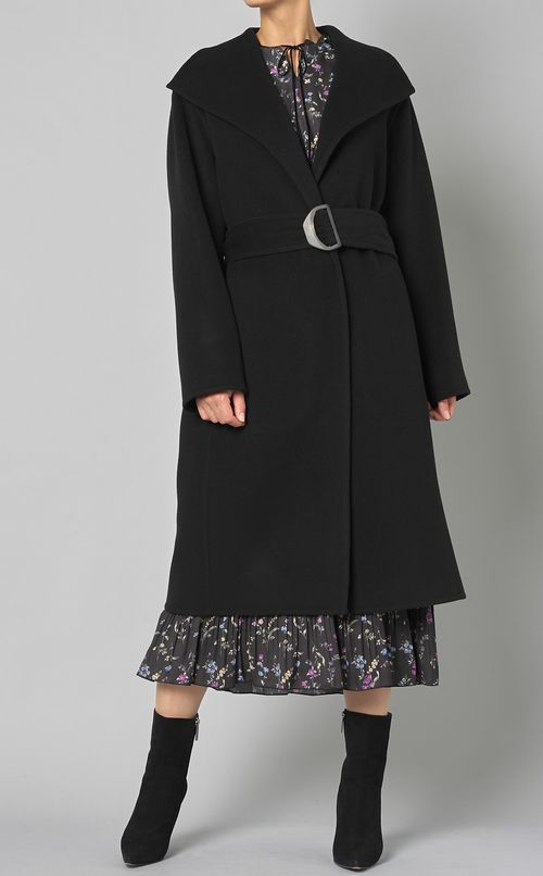 ドレープネックウールコート