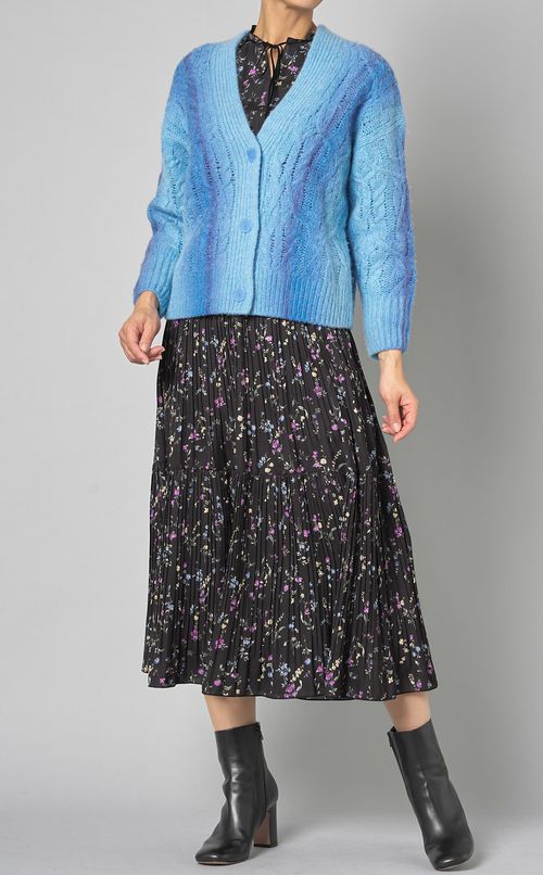 プリーツデザインプリントワンピース