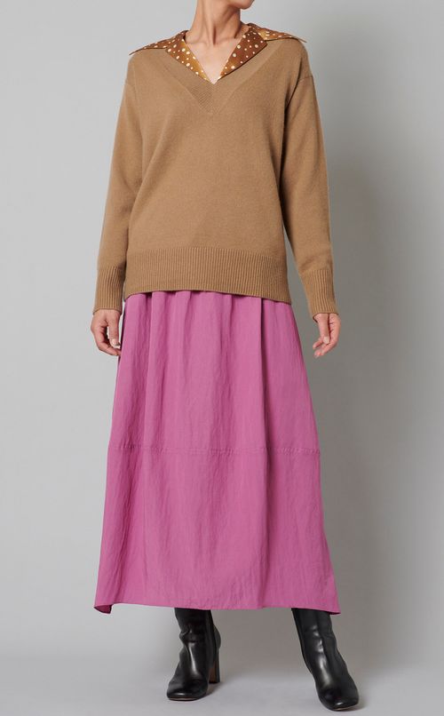 ワイドリブVネックニットプルオーバー