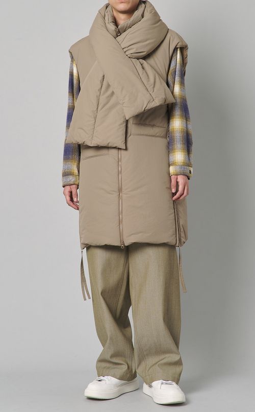 ウールコットンデニムパネルパンツ