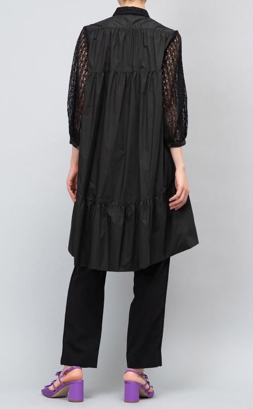 レーススリーブフレアロングブラウス