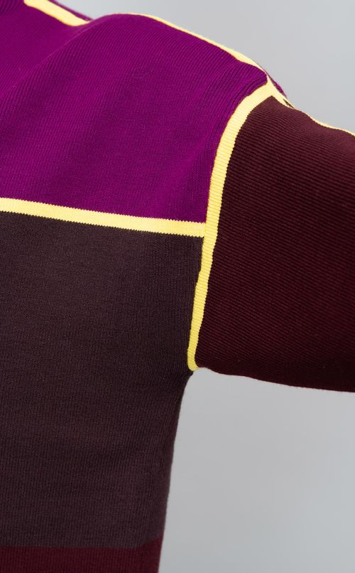 カラーブロックビスコースニット