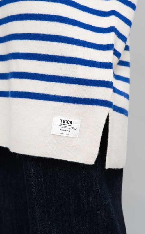 ボーダーロングニットプルオーバー