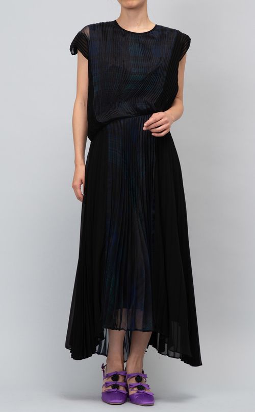 チェックプリントプリーツワンピース