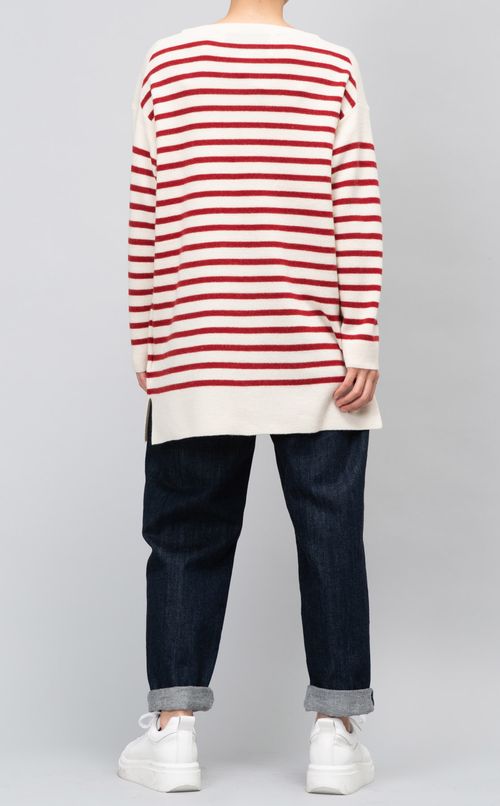 ボーダーロングニットプルオーバー