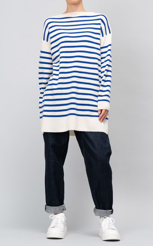 ボーダーロングニットプルオーバー