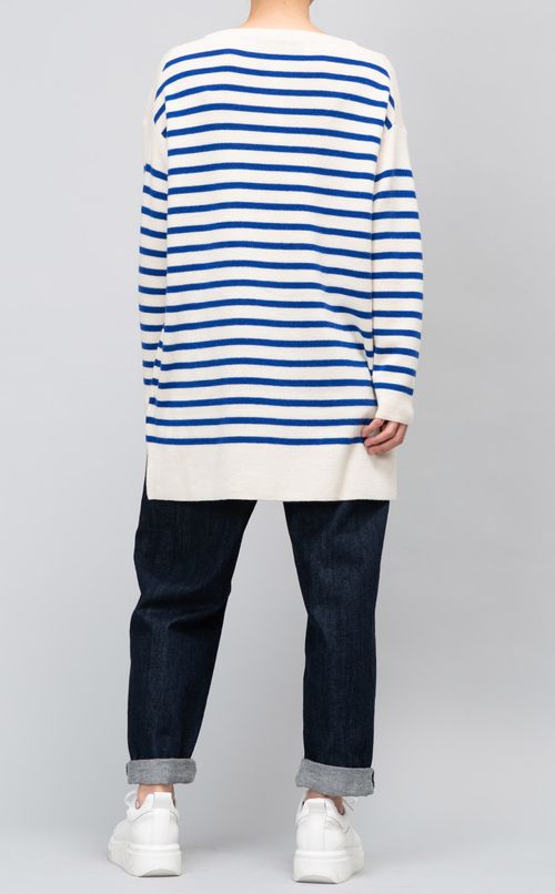 ボーダーロングニットプルオーバー