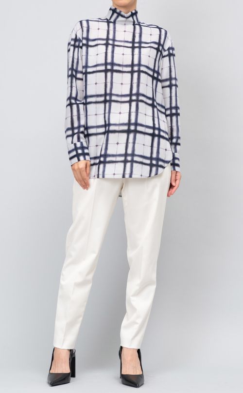 ボウタイチェックブラウス