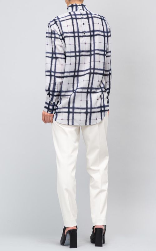 ボウタイチェックブラウス