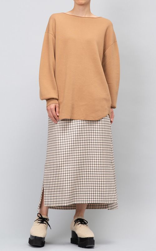 ウール混ボートネックニット