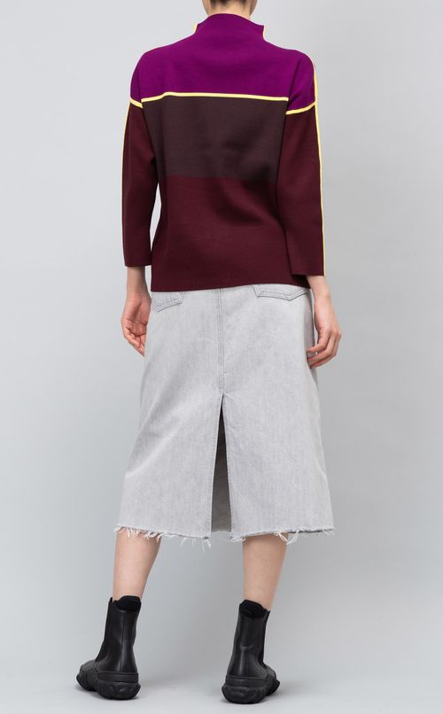 カラーブロックビスコースニット