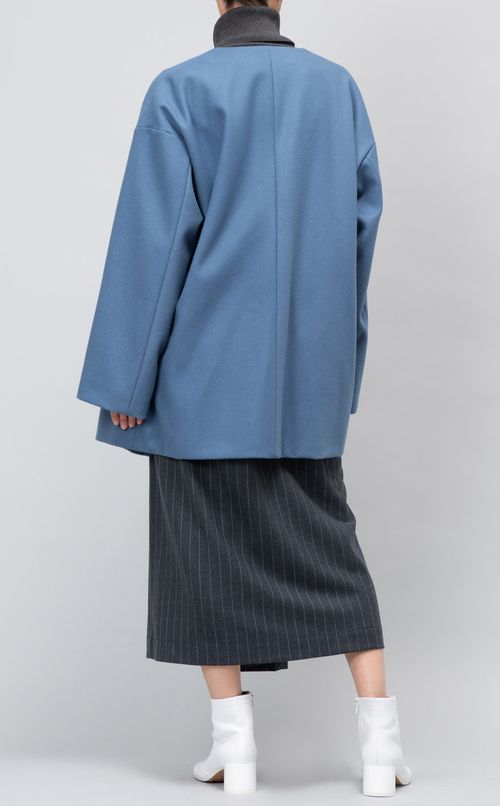 ウールノーカラーハーフコート