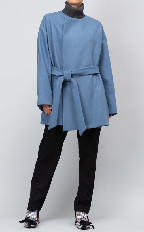 ウールノーカラーハーフコート