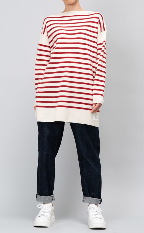 ボーダーロングニットプルオーバー