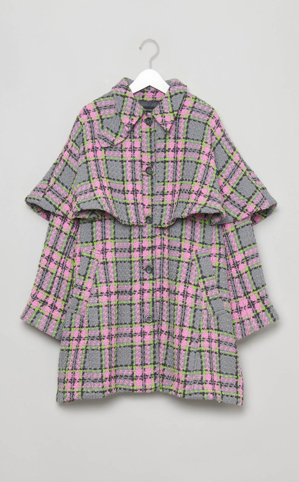 カラーチェック2wayケープコート