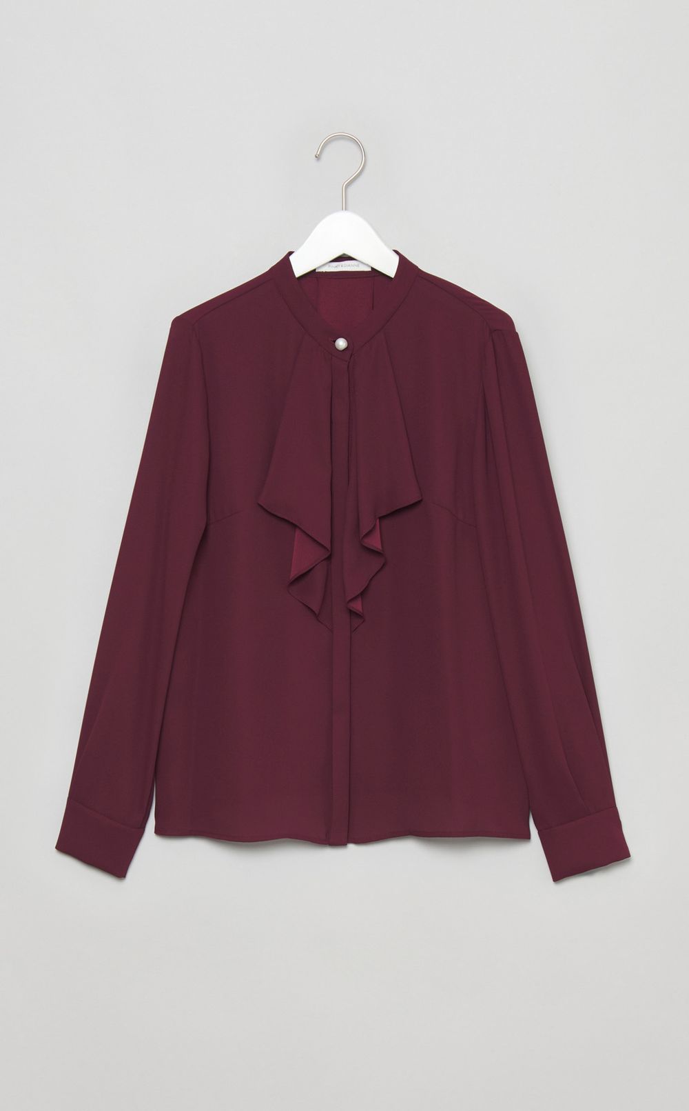 フロントラッフルパールボタンブラウス