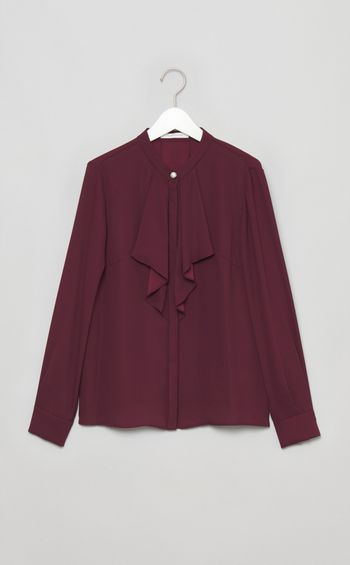 フロントラッフルパールボタンブラウス