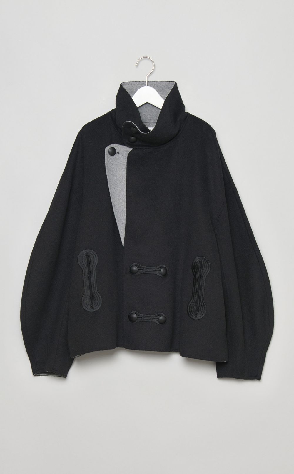 スタンドカラーリバーシブルコート