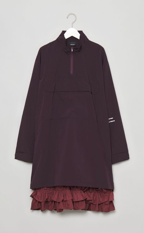 フリルレイヤーハーフジップワンピース